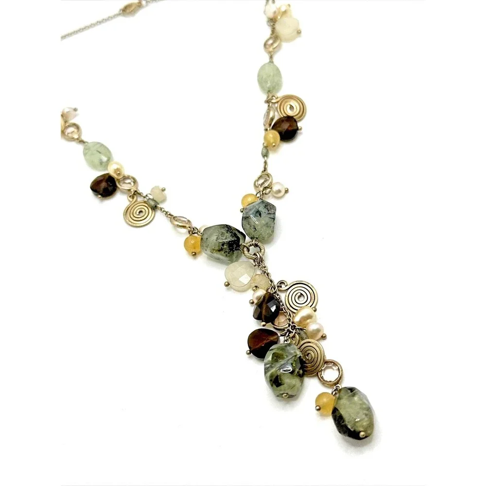 Boho Y Drop Tassel Necklace Agate Pearl Glass Bead Statement Charm Dangle 16